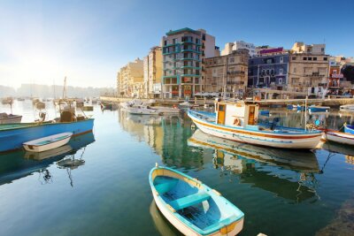 Papier peint  Panorama des bateaux à Malte