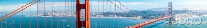 Papier peint  Panorama du Golden Gate Bridge avec la skyline de San Francisco en été, Californie, USA