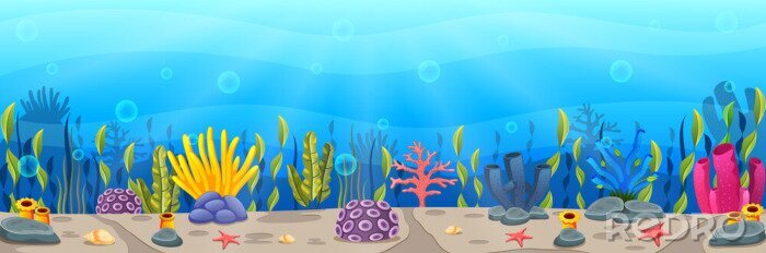 Papier peint  Panorama graphique d'un récif corallien