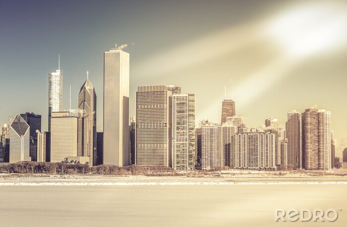 Papier peint  Panorama hivernal de Chicago