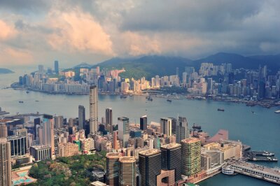 Panorama Hongkong sous la pluie