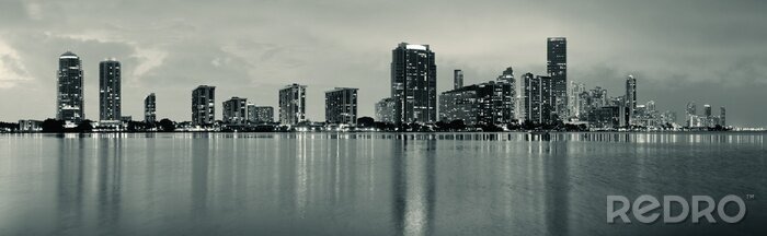 Papier peint  Panorama noir et blanc de Miami