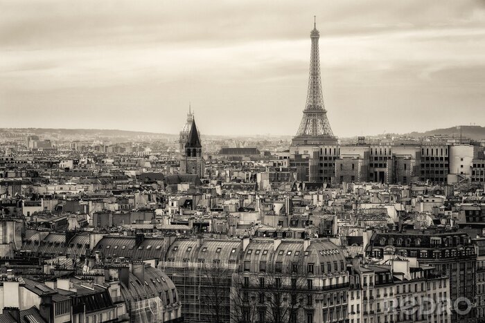 Papier peint  Panorama noir et blanc Paris