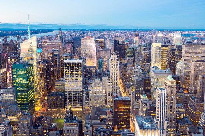 Papier peint  Panorama tours au crépuscule
