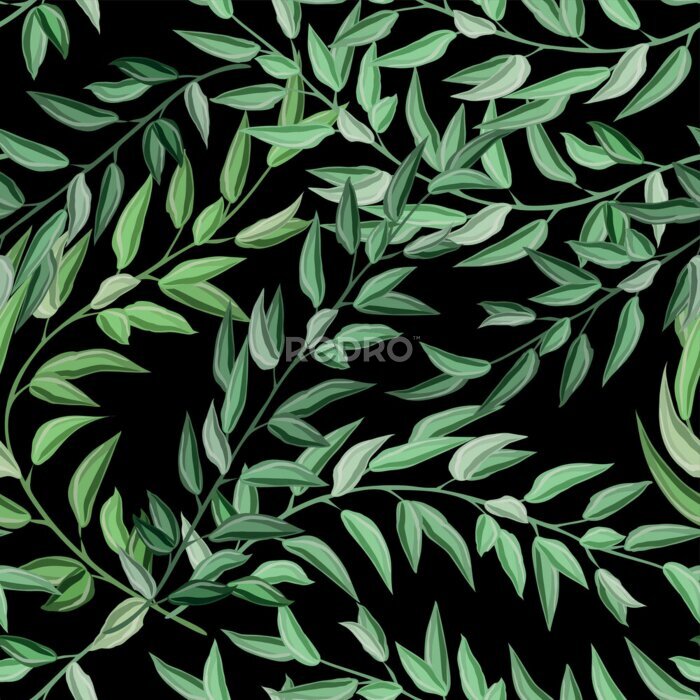 Papier peint  Papier peint de plage joyeux modèle sans couture de tropical vert foncé feuilles de palmiers et de fleurs oiseau de paradis (strelitzia) plumeria sur un fond jaune clair