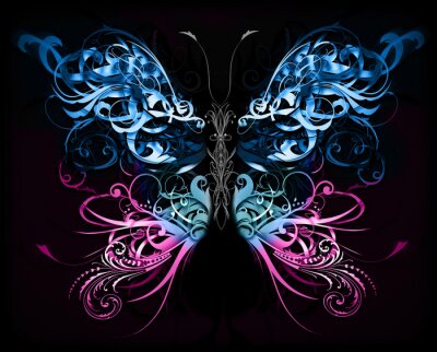 Papillon abstrait sur fond noir