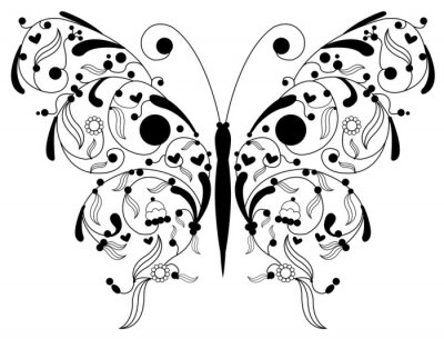 Papier peint  Papillon aux ailes de fleurs