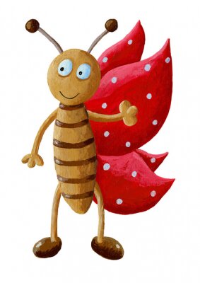 Papillon aux ailes rouges à pois