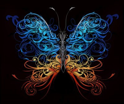 Papillon ornemental sur fond noir