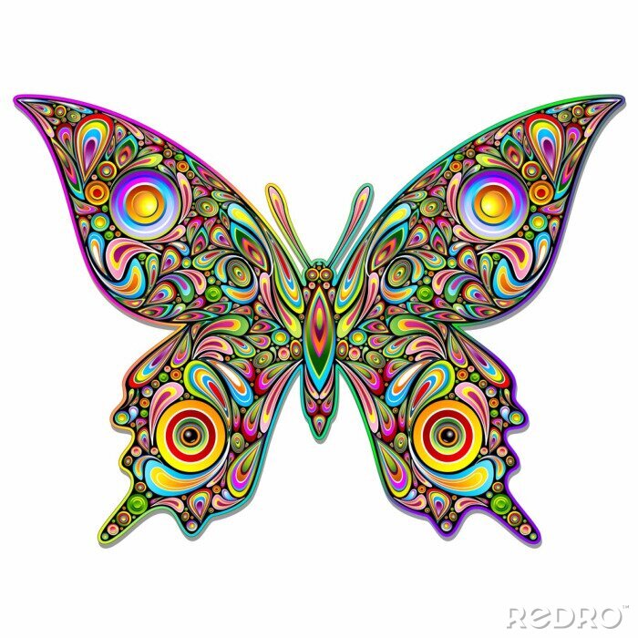 Papier peint  Papillon style psychédélique