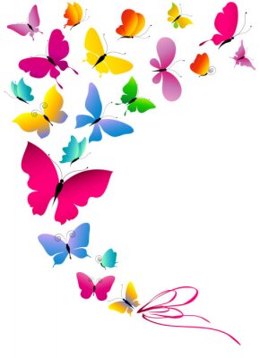 Papier peint  Papillons colorés au vol