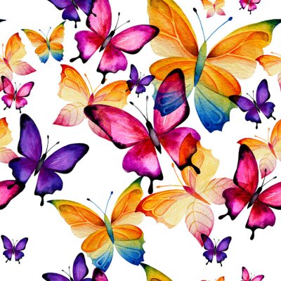 Papillons colorés de différentes tailles