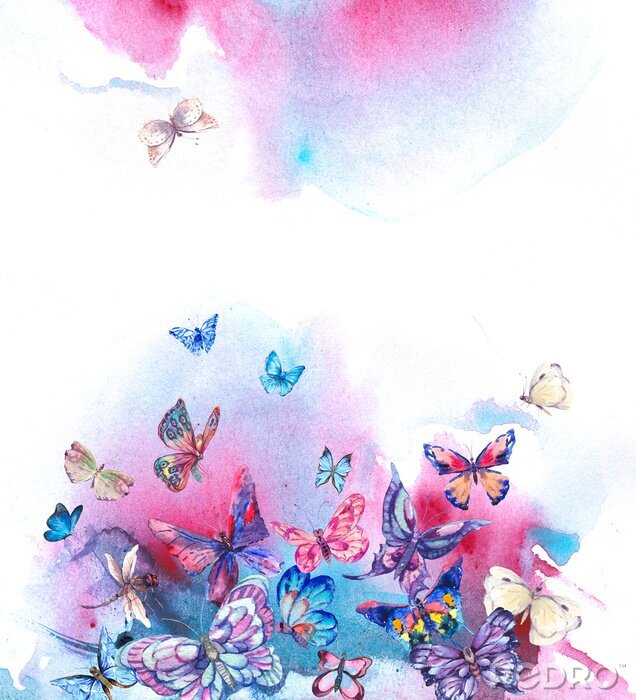 Papier peint  Papillons dans une aura bleue