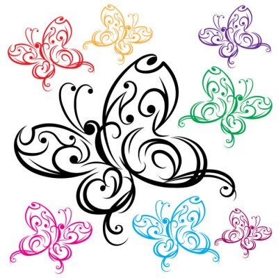 Papier peint  Papillons de couleur dessin