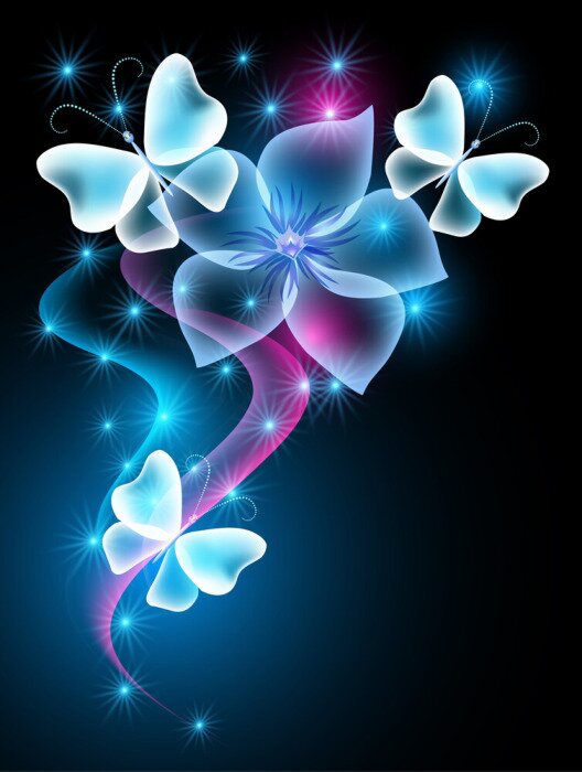 Papier peint  Papillons graphiques et fleurs