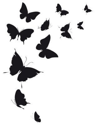 Papier peint  Papillons noirs sur fond clair