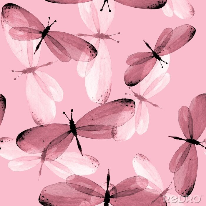 Papier peint  Papillons roses aux ailes délicates