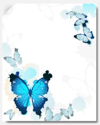 Papier peint  Papillons sur fond clair