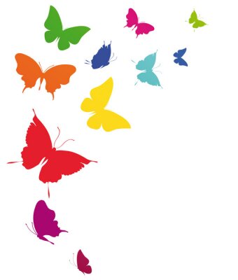 Papier peint  Papillons variés multicolores