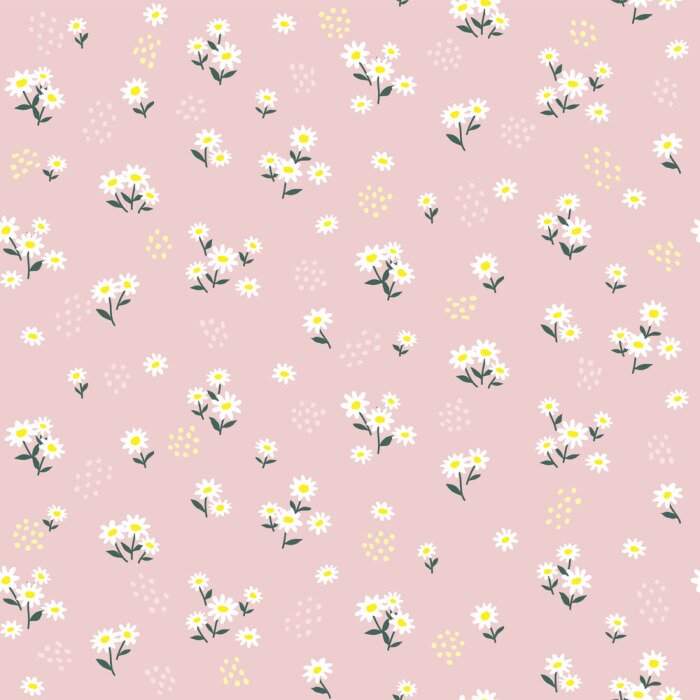 Papier peint  Pâquerettes version graphique sur fond rose