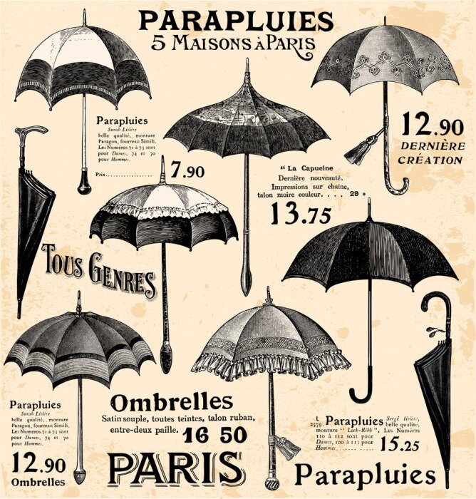 Papier peint  Parapluies français