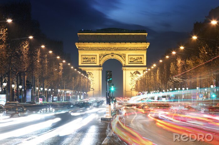 Papier peint  Paris de nuit et l'Arc de Triomphe