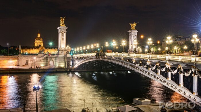 Papier peint  Paris de nuit et pont Alexandre III
