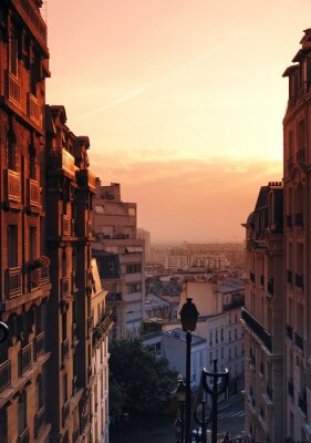 Papier peint  Paris et le lever du soleil dans les ruelles
