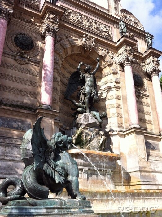 Papier peint  Paris et une fontaine