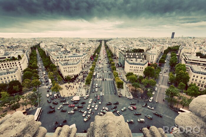 Papier peint  Paris, France rues animées, avenue des Champs-Elysées. Cru