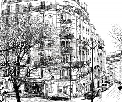 Papier peint  Paris image en noir et blanc