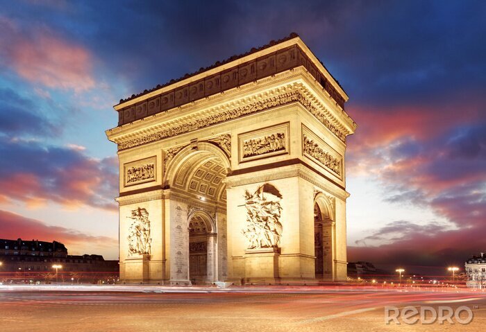 Papier peint  Paris la nuit et l'Arc de Triomphe