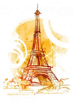 Papier peint  Paris la Tour Eiffel abstrait
