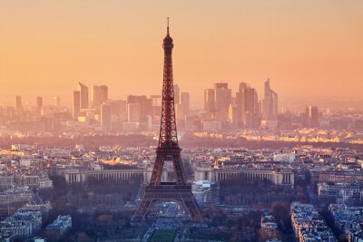 Papier peint  Paris la Tour Eiffel ciel rose