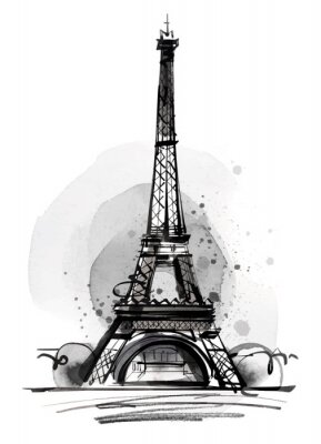 Papier peint  Paris la Tour Eiffel en noir et blanc