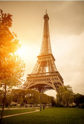 Papier peint  Paris, la Tour Eiffel et coucher de soleil