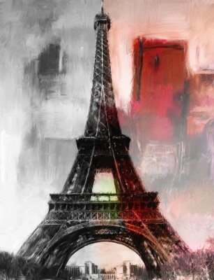 Papier peint  Paris la Tour Eiffel peinture