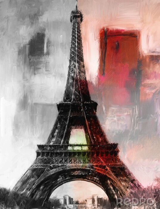 Papier peint  Paris la Tour Eiffel peinture