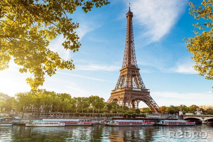 Papier peint  Paris la Tour Eiffel vue depuis la Seine