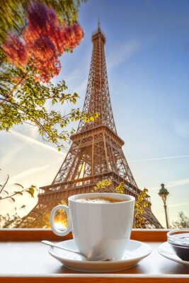 Papier peint  Paris la Tour Eiffel vue depuis un café