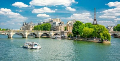 Papier peint  Paris, le fleuve et une vue ensoleillée