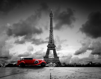 Papier peint  Paris noir et blanc 3D la Tour Eiffel