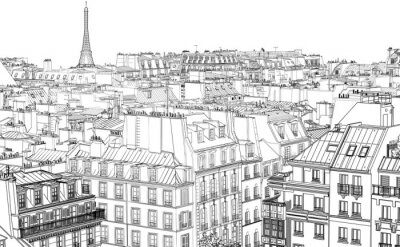 Papier peint  Paris noir et blanc panorama