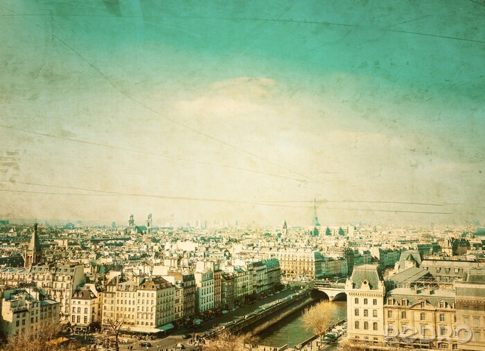 Papier peint  Paris paysage rétro