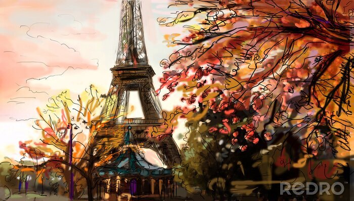 Papier peint  Paris peinture l'automne