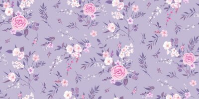 Papier peint  Parterres de fleurs violettes