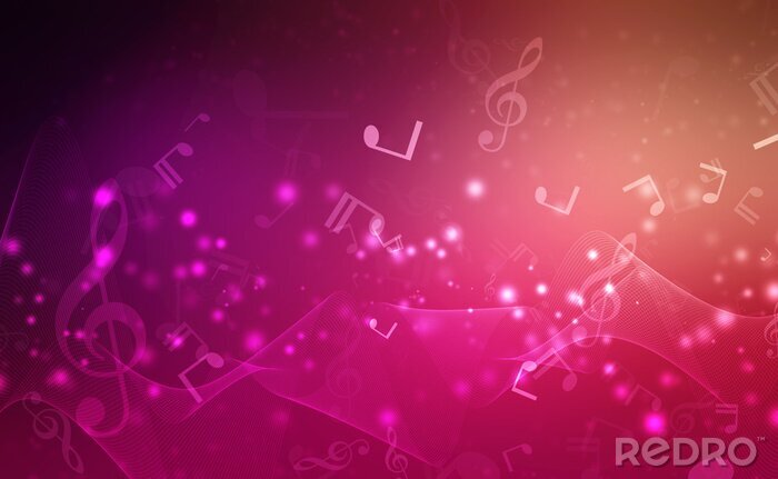 Papier peint  Partitions de musique sur fond rose