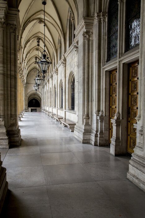 Papier peint  Passage en marbre sous les piliers