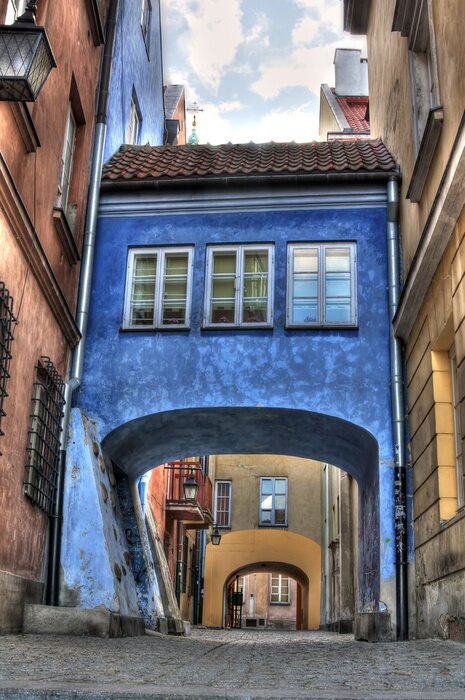 Papier peint  Passage peint en bleu