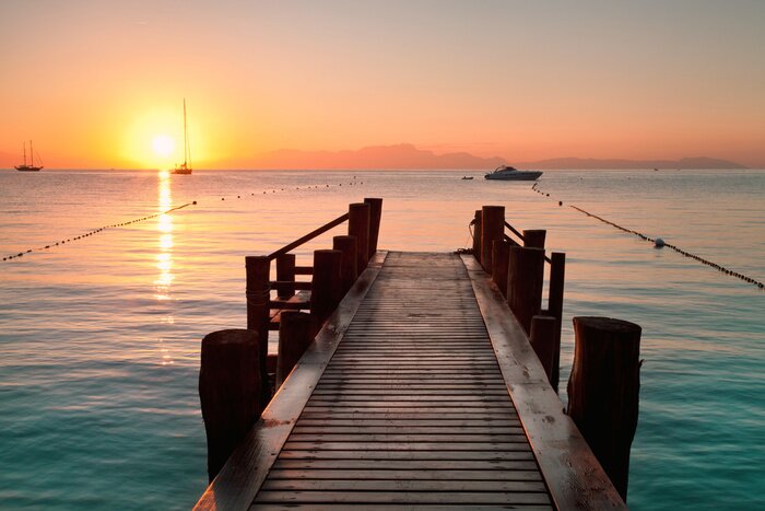 Papier peint  Passerelle beau lac